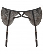 VIP Captivate Suspender -Black/ Nude. Lurex Art Deco inspired embroidery suspender, Gossard lingerie, front product cut out
