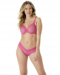 Glossies Cheeky Short- Magenta. Sheer cheeky short, almost see-through lingerie. Gossard lingerie, DD+ short front model

