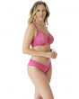Glossies Cheeky Short- Magenta. Sheer cheeky short, almost see-through lingerie. Gossard lingerie, DD+ short side model
