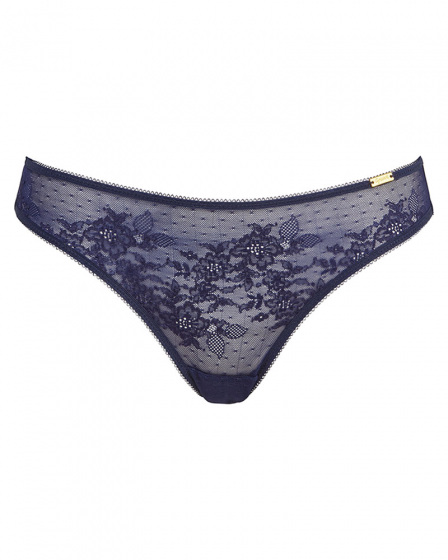Glossies Lace Brief -Eclipse. Sheer mesh brief with delicate floral lace , Gossard luxury lingerie, front brief cut out
