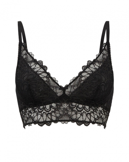 Swirl Bralet - Black. Eye-catching lace design with ultra-feminine scalloped edge. Gossard lace lingerie, front bra cut out
