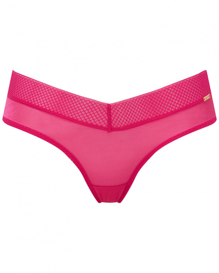 Glossies Cheeky Short- Magenta. Sheer cheeky short, almost see-through lingerie. Gossard lingerie, front short cut out

