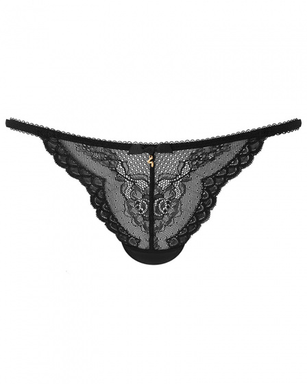 Superboost Lace Tanga - Black. Full front & back lace panels. Sizes XXS - XL. Gossard luxury lingerie, front product cut out