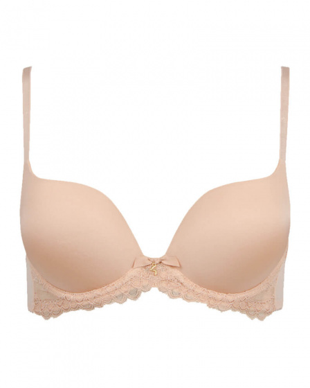 Superboost Lace T-Shirt Bra - Nude. Excitement of the push up shape & the fine lace. Gossard lingerie front product cut out
