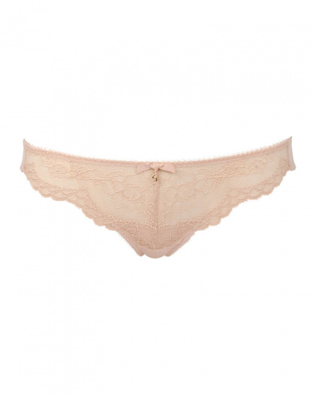 Superboost Lace Thong - Nude. Beautiful lace with super soft meshes. Gossard luxury lingerie, front product cut out
