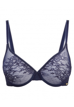 Glossies Lace Sheer Moulded Bra - Eclipse