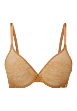 Glossies Lace Sheer Moulded Bra - Spiced Honey