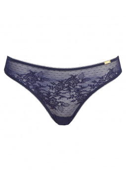 Glossies Lace Brief -Eclipse. Sheer mesh brief with delicate floral lace , Gossard luxury lingerie, front brief cut out
