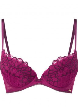 Swirl Padded Plunge Bra - Raspberry