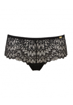 Swirl Short - Black. Eye-catching lace design with ultra-feminine scalloped edge. Gossard lace lingerie, front brief cut out
