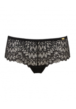 Swirl Short - Black. Eye-catching lace design with ultra-feminine scalloped edge. Gossard lace lingerie, front brief cut out
