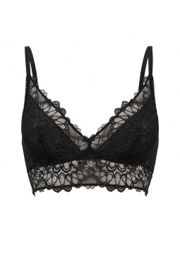 Swirl Bralet - Black. Eye-catching lace design with ultra-feminine scalloped edge. Gossard lace lingerie, front bra cut out
