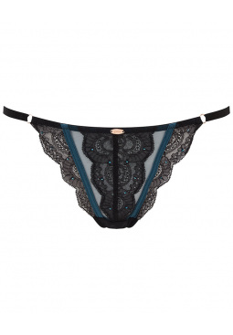 VIP Confession Strappy Thong - Black/Teal