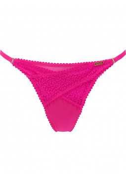 Envy Thong- Pink Glo. Thong with scalloped strap detail and delicate stretch lace, Gossard lingerie, front thong cut out
