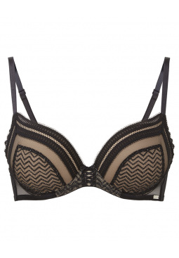 Contradiction Padded Plunge Bra - Black/Silver