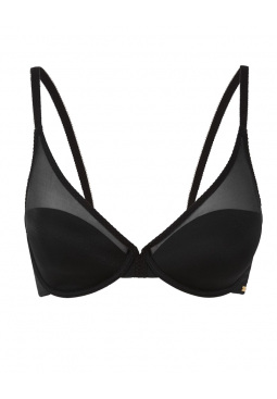 Non Padded Glossies, Moulded Bra - Black