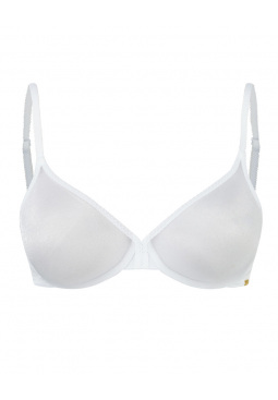 Glossies Sheer Moulded Bra - White. Sheer bra cup to help support and comfort. Gossard luxury lingerie, front bra cut out
