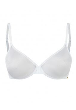 Glossies Sheer Moulded Bra - White. Sheer bra cup to help support and comfort. Gossard luxury lingerie, front bra cut out
