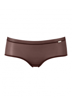 Glossies Short-Brown. Sheer short, almost see-through lingerie. Gossard luxury lingerie, front short cut out

