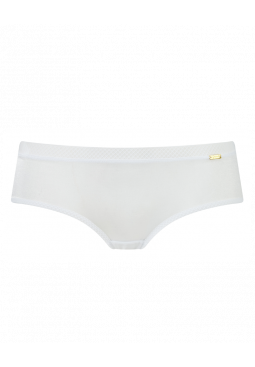 Glossies Short -White. Sheer short, almost see-through lingerie. Gossard luxury lingerie, front short cut out
