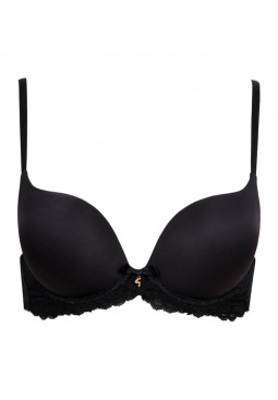 Superboost Lace T-Shirt Bra - Black. Excitement of the push up shape & the fine lace. Gossard lingerie front product cut out

