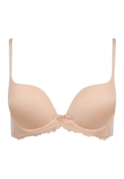 Superboost Lace T-Shirt Bra - Nude. Excitement of the push up shape & the fine lace. Gossard lingerie front product cut out
