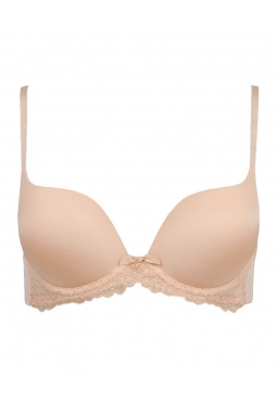 Superboost Lace T-Shirt Bra - Nude. Excitement of the push up shape & the fine lace. Gossard lingerie front product cut out
