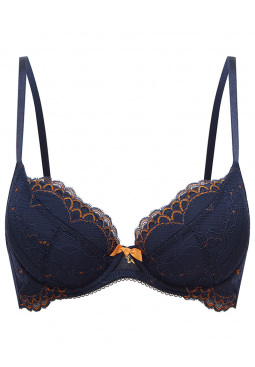 Superboost Lace Padded Plunge Bra - Midnight Blue/Gold