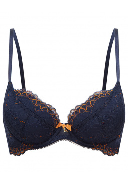 Gossard Superboost Lace Non Padded Underwired Plunge Bra - Midnight Blue