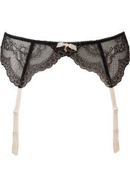 Superboost Lace Suspender - Black/Ivory Rose