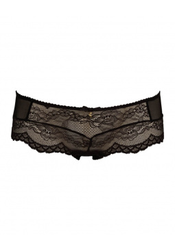 Superboost Lace Short - Black. Fine mesh back & sides for added comfort. Gossard luxury lace lingerie, front product cut out
