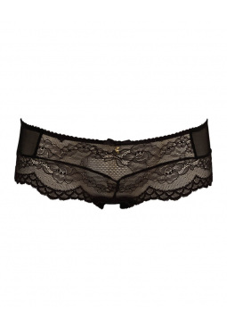 Superboost Lace Short - Black. Fine mesh back & sides for added comfort. Gossard luxury lace lingerie, front product cut out
