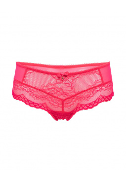 Superboost Lace Short - Diva Pink. Fine mesh back & sides for added comfort. Gossard lace lingerie, front product cut out
