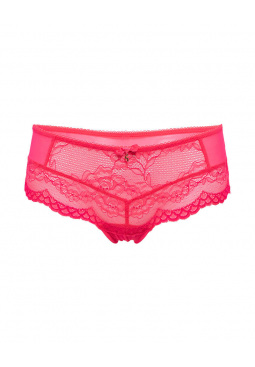 Superboost Lace Short - Diva Pink. Fine mesh back & sides for added comfort. Gossard lace lingerie, front product cut out
