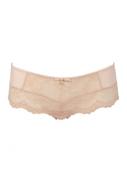Superboost Lace Short - Nude. Fine mesh back & sides for added comfort. Gossard luxury lace lingerie, front product cut out
