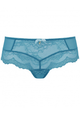 Superboost Lace Short - Ocean Blue. Fine mesh back & sides for added comfort. Gossard lace lingerie, front product cut out
