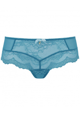 Superboost Lace Short - Ocean Blue. Fine mesh back & sides for added comfort. Gossard lace lingerie, front product cut out

