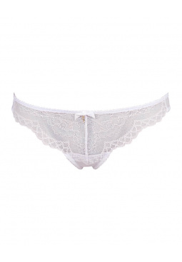 Superboost Lace Thong - White. Beautiful lace with super soft meshes. Gossard luxury lingerie, front product cut out

