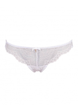 Superboost Lace Thong - White. Beautiful lace with super soft meshes. Gossard luxury lingerie, front product cut out
