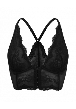 Superboost Lace Deep V Bralet - Black. Non padded underwired bralette. Gossard luxury lingerie, front product cut out
