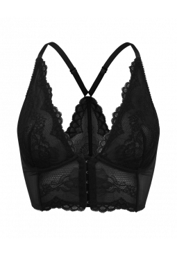 Superboost Lace Deep V Bralet - Black. Non padded underwired bralette. Gossard luxury lingerie, front product cut out
