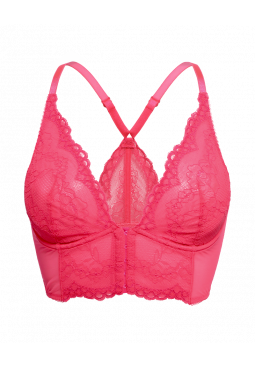 Superboost Lace Deep V Bralet - Diva Pink. Non padded underwired bralette. Gossard luxury lingerie, front product cut out
