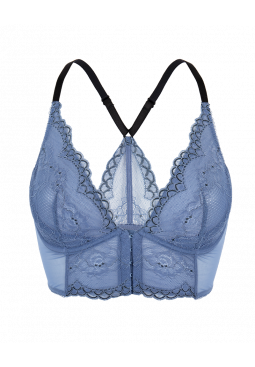 Superboost Lace Deep V Bralet - Moonlight Blue. Non padded underwired bralette. Gossard luxury lingerie, front product cut out
