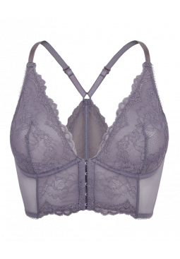 Superboost Lace Deep V Bralet - Platinum. Non padded underwired bralette. Gossard luxury lingerie, front product cut out