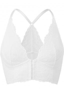 7718_WHT_1.png White non padded underwired Superboost Lace bralet. Luxury lingerie from Gossard, model front image
