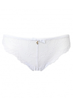 Superboost Lace Brief - White. Fine mesh back and sides for added comfort. Gossard luxury lingerie, front product cut out
