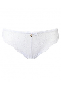 Superboost Lace Brief - White. Fine mesh back and sides for added comfort. Gossard luxury lingerie, front product cut out
