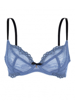 Superboost Lace Non Padded Plunge Bra - Moonlight Blue. Perfect fit Gossard luxury black lace lingerie, front product cut out