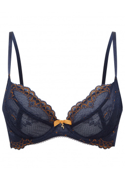 Superboost Lace Non Padded Plunge Bra - Midnight Blue/Gold