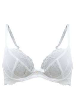 Superboost Lace Non Padded Plunge Bra - White. Perfect fit Gossard luxury white lace lingerie, front product cut out
